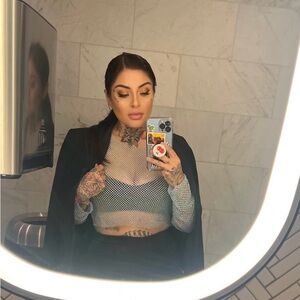 Fashion Nova Mesh Long Sleeve Crop Top